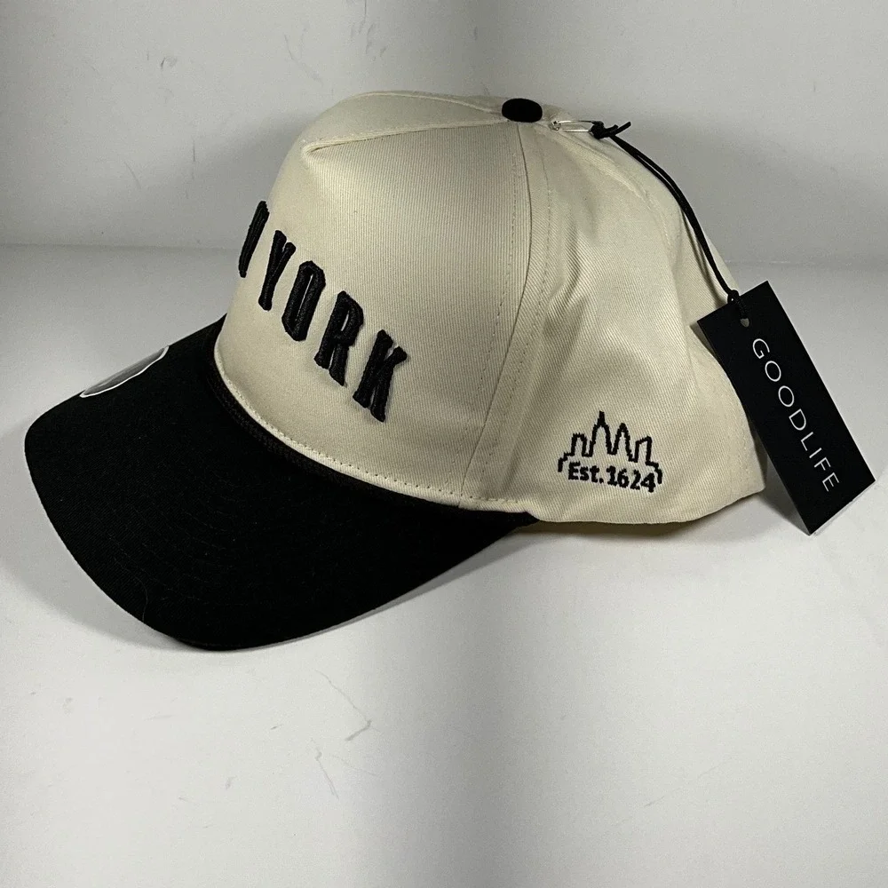 Goodlife New York Snapback Hat Cream Black Cotton Embroidered Est 1624 Cap NWT